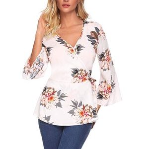 Bell sleeve wrap top brand new